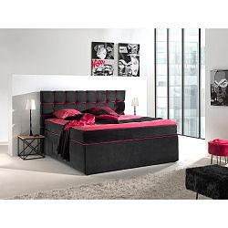 Černorůžová  dvoulůžková boxspring postel Sinkro Play Safe, 200 x 200 cm