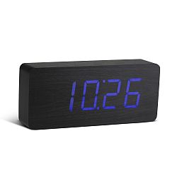 Černý budík s modrým LED displejem Gingko Slab Click Clock