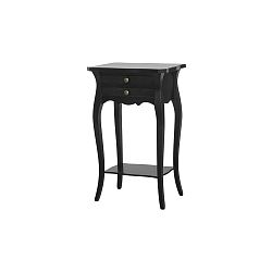 Černý dřevěný noční stolek s 2 zásuvkami Catherine