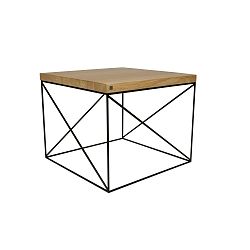 Černý konferenční stolek s deskou z dubového dřeva Take Me HOME Hamburg, 53 x 53 cm