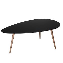 Černý konferenční stolek s nohami z bukového dřeva Knuds Fly, 160 x 66 cm