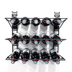 Černý nástěnný držák na 15 lahví vína Compactor Walltech