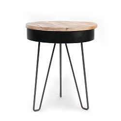 Černý příruční stolek s dřevěnou deskou LABEL51 Saria