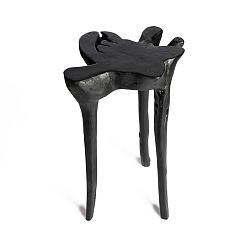Černý příruční stolek z teakového dřeva Simla Jungle, ⌀ 30 cm