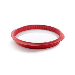 Červená silikonová forma s keramickým talířem na quiche Lékué, ⌀ 28 cm