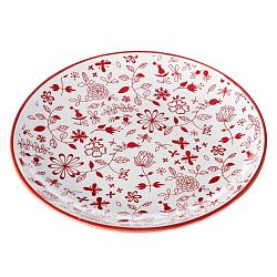 Červeno-bílý talíř Unimasa Meadow