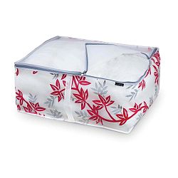 Červeno-bílý úložný box na peřny Domopak Living, délka 55 cm