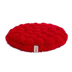 Červený sedací polštářek s masážními míčky Lindy Vrňáková Bloom, Ø 65 cm