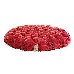 Červený sedací polštářek s masážními míčky Lindy Vrňáková Bloom, Ø 75 cm