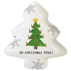 Dekorativní tác z kostního porcelánu s vánočním motivem PPD Oh Christmas Tree, 12,5 x 15 cm