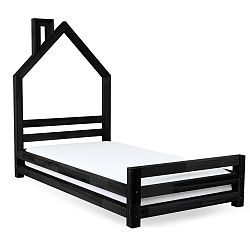 Dětská černá postel z smrkového dřeva Benlemi Wally, 80 x 160 cm
