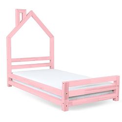 Dětská růžová postel z smrkového dřeva Benlemi Wally, 90 x 160 cm