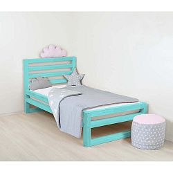 Dětská tyrkysově modrá dřevěná jednolůžková postel Benlemi DeLuxe, 160 x 120 cm