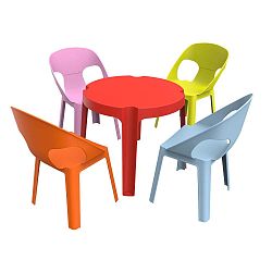 Dětský zahradní set 1 červeného stolu a 4 židliček Resol Julieta
