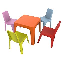 Dětský zahradní set 1 oranžového stolu a 4 židliček Resol Julieta