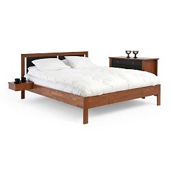 Do hněda mořená ručně vyráběná postel z masivního březového dřeva Kiteen Koli, 160 x 200 cm 