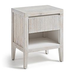 Dřevěný noční stolek s bílou patinou La Forma Woody, 35 x 45 cm