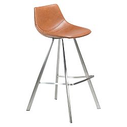 Hnědá barová židle s ocelovým podnožím DAN–FORM Pitch