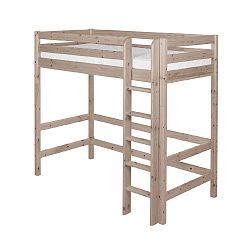 Hnědá dětská vysoká postel z borovicového dřeva Flexa Classic, 90 x 200 cm