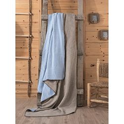 Hnědo-modrá deka Tobby, 200 x 220 cm