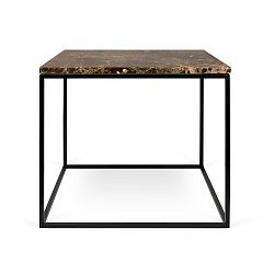Hnědý mramorový konferenční stolek s černými nohami TemaHome Gleam, 50 cm
