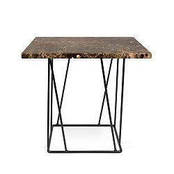 Hnědý mramorový konferenční stolek s černými nohami TemaHome Helix, 50 cm