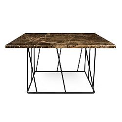 Hnědý mramorový konferenční stolek s černými nohami TemaHome Helix, 75 cm