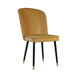 Hořčicová jídelní židle s detaily ve zlaté barvě JohnsonStyle Leende