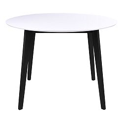 Jídelní stůl s bílou deskou a černýma nohama z kaučukového dřeva House Nordic Vojens, ⌀ 105 cm