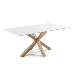 Jídelní stůl s bílou deskou a dřevěným podnožím La Forma Arya, 90 x 160 cm