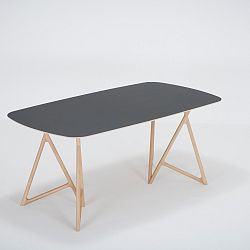 Jídelní stůl z masivního dubového dřeva s černou deskou Gazzda Koza, 180 x 90 cm