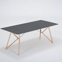 Jídelní stůl z masivního dubového dřeva s černou deskou Gazzda Tink, 200 x 90 cm