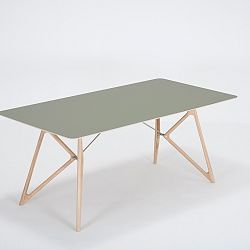 Jídelní stůl z masivního dubového dřeva se zelenou deskou Gazzda Tink, 180 x 90 cm
