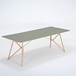Jídelní stůl z masivního dubového dřeva se zelenou deskou Gazzda Tink, 220 x 90 cm