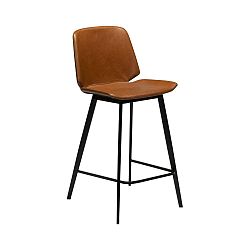 Koňakově hnědá barová židle z eko kůže DAN–FORM Denmark Swing