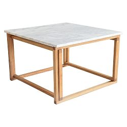Konferenční stolek s dřevěným podnožím a bílou mramorovou deskou RGE Accent