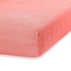 Korálově růžové elastické prostěradlo s vysokým podílem bavlny AmeliaHome Ruby, 100/120 x 200 cm