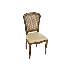 Krémově bílá polstrovaná židle s dekorem v barvě ořechového dřeva Jerome