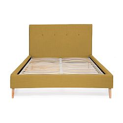 Kukuřičně žlutá postel Vivonita Kent Linen, 200 x 140 cm