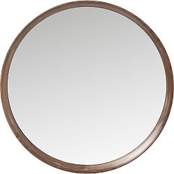 Kulaté zrcadlo s hnědým dřevěným rámem Kare Design Denver, ⌀ 80 cm