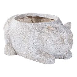 Květináč z cementu ve tvaru kočky Shaun Cat, délka 40 cm