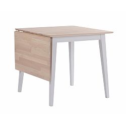 Matně lakovaný sklápěcí dubový jídelní stůl s bílými nohami Folke  Mimi, délka 80-125 cm
