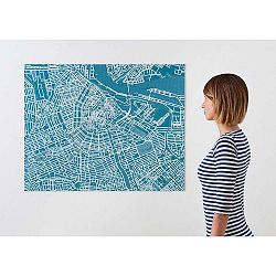 Modrá nástěnná mapa Palomar Pin Amsterdam