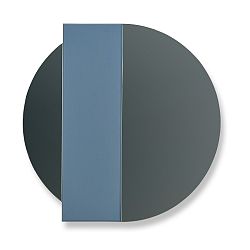 Modro-šedé nástěnné zrcadlo z dubového dřeva HARTÔ Charlotte, Ø 60 cm