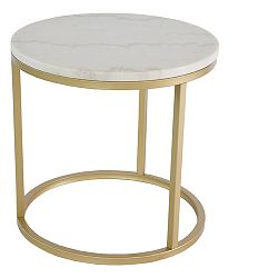 Mramorový odkládací stolek s konstrukcí v barvě mosazi RGE Accent, ⌀ 50 cm