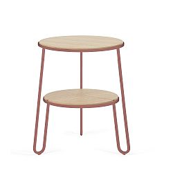 Odkládací stolek s růžovou kovovou konstrukcí HARTÔ Anatole, ⌀ 40 cm