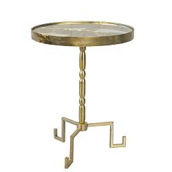 Odkládací stolek ve zlaté barvě s deskou z mangového dřeva Miloo Home Savoy, ⌀ 46 cm