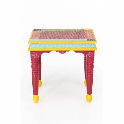 Odkládací stolek z akáciového dřeva WOOX LIVING India Colore, 53 x 53 cm