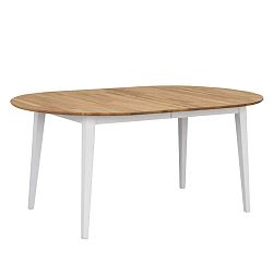 Oválný dubový rozkládací jídelní stůl s bílými nohami Rowico Mimi, délka až 210 cm