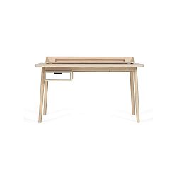 Pracovní stůl z dubového dřeva s bílou zásuvkou HARTÔ Honoré, 140 x 70 cm